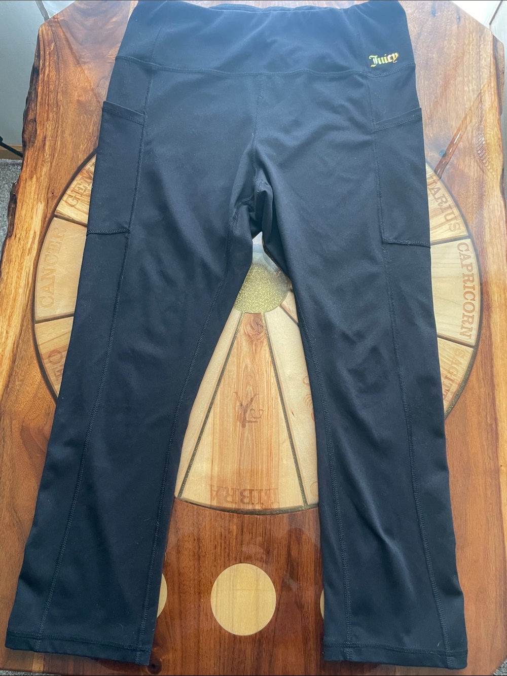 Juicy Couture Sport Capri Black with Pockets Loungewear Early 2000s